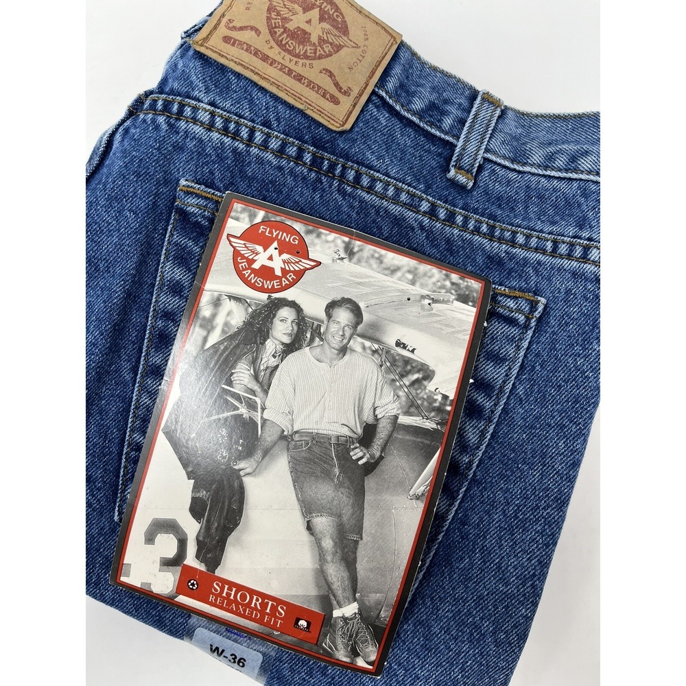 NWT Flying A Jeanswear Mens Relaxed Fit Blue Denim Shorts Sz 36 100% Cotton GHM7